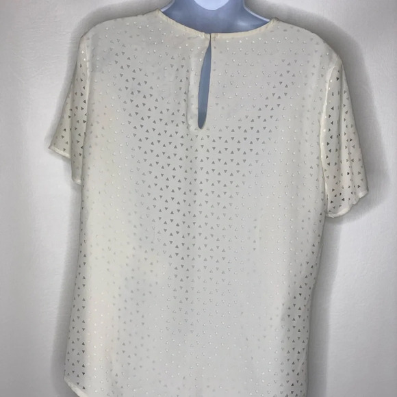 Banana Republic factory women’s white triangle cutout short sleeve blouse Sz Sm - Picture 2 of 3